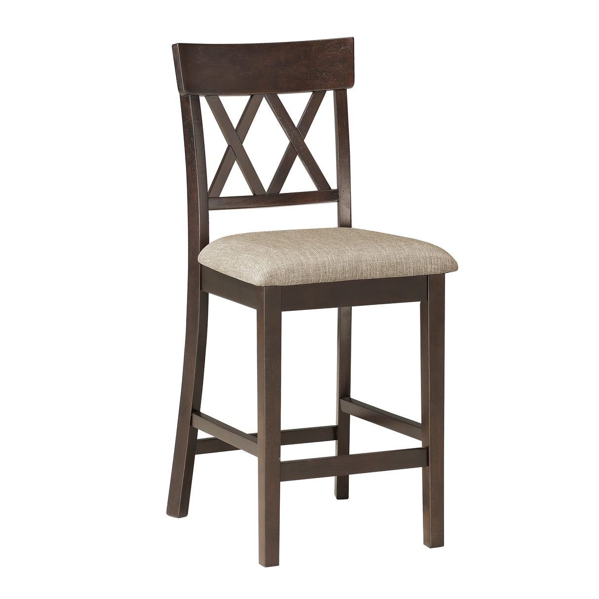 Balin Dark Brown Counter Height Chair, Double X Back