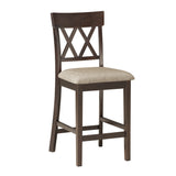 Balin Dark Brown Counter Height Chair, Double X Back