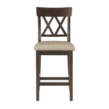 Balin Dark Brown Counter Height Chair, Double X Back