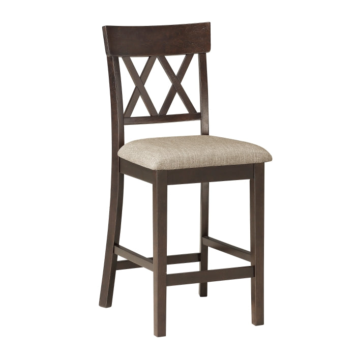 Balin Dark Brown Counter Height Chair, Double X Back