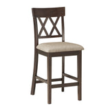 Balin Dark Brown Counter Height Chair, Double X Back