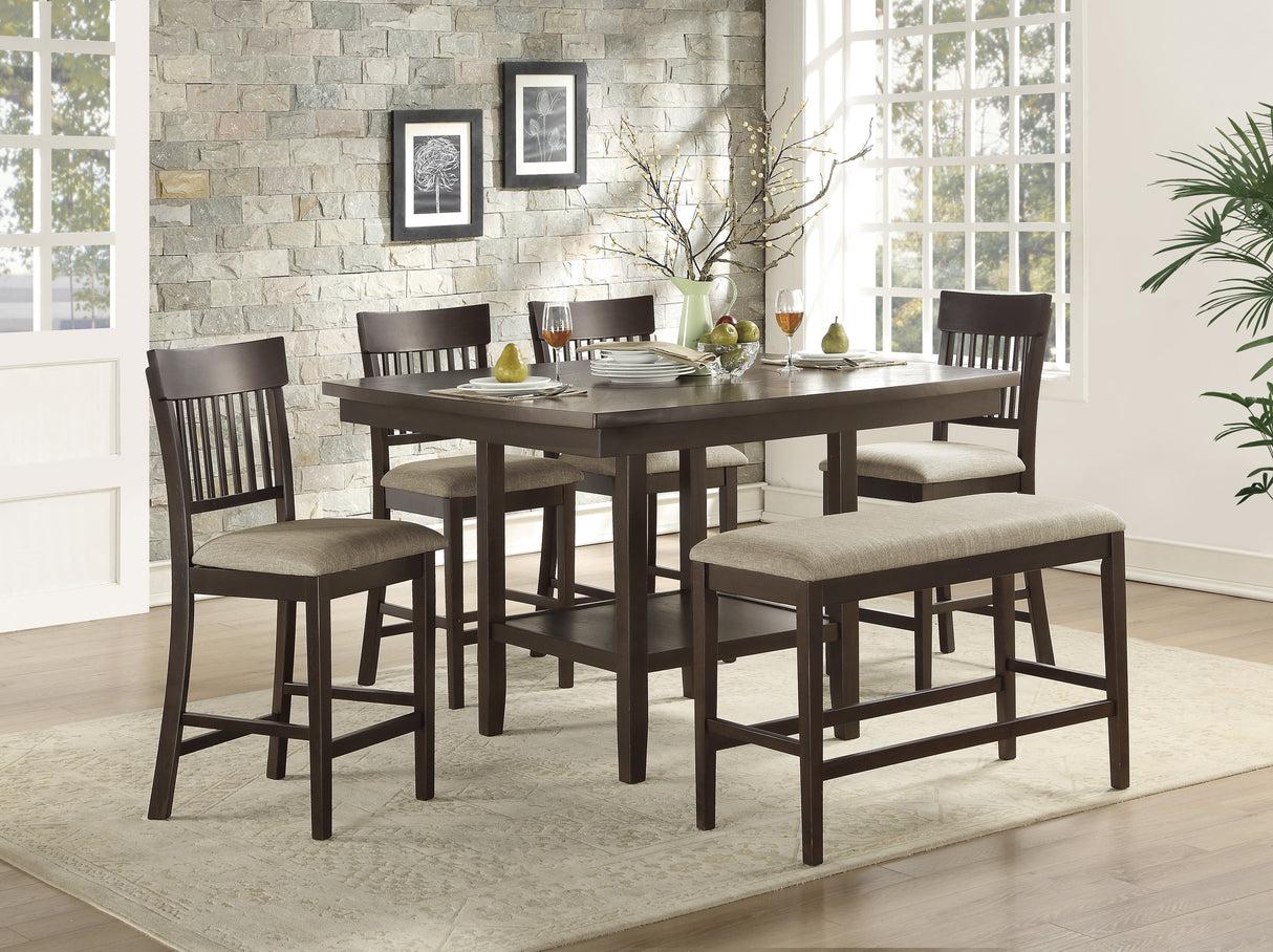 Balin Dark Brown Counter Height Table with Lazy Susan