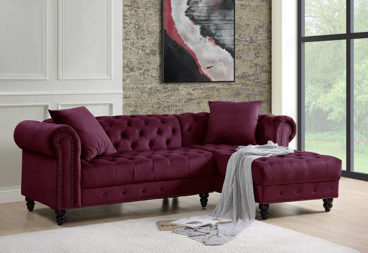 Adnelis Red Velvet Sectional Sofa
