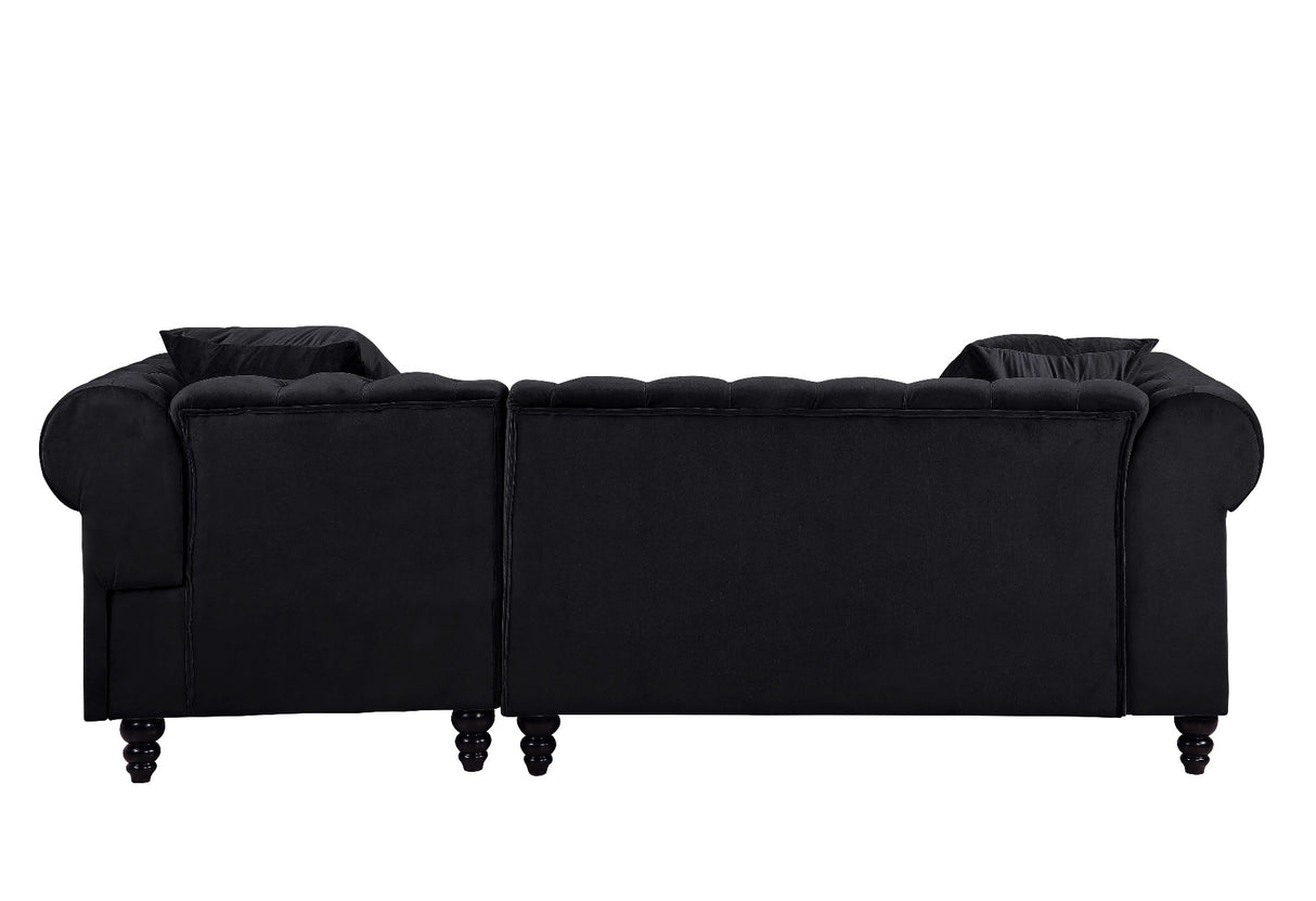 Adnelis Black Velvet Sectional Sofa