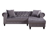 Adnelis Gray Velvet Sectional Sofa