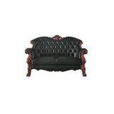 Dresden Synthetic Leather & Cherry Oak Finish Loveseat