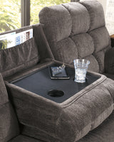Acieona Slate Reclining Sofa With Drop Down Table