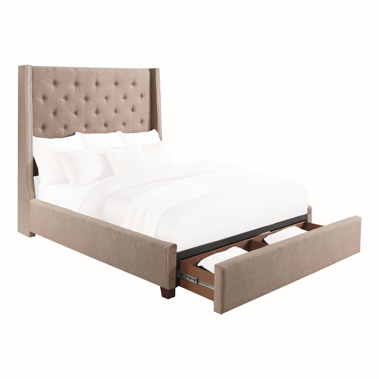 Fairborn Brown California King Platform Bed With Storage Footboard