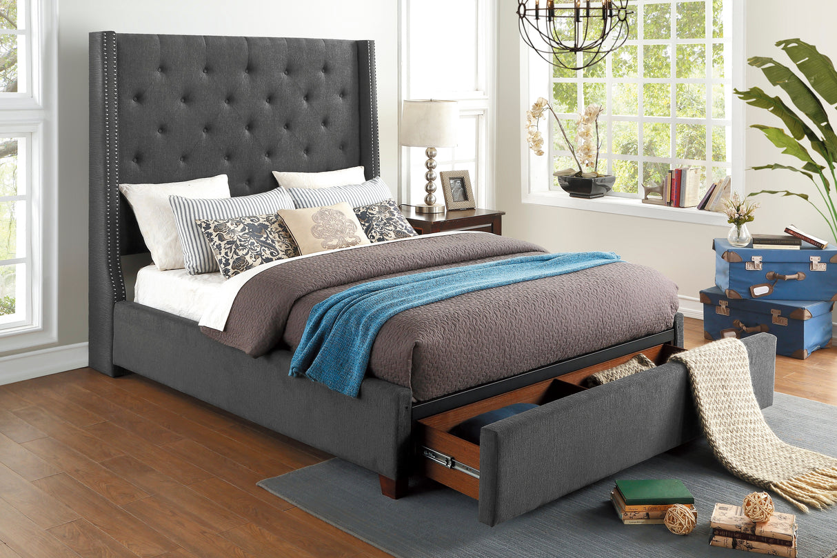 Fairborn Gray Eastern King Platform Bed With Storage Footboard