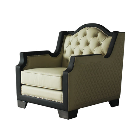 House Beige Synthetic Leather , Black Synthetic Leather & Charcoal Finish Beatrice Chair