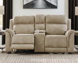 Next-Gen Sand Durapella Power Reclining Loveseat With Console