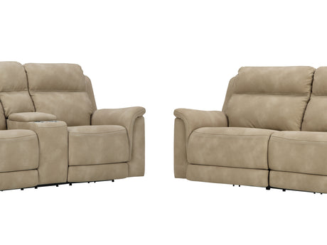 Next-Gen Durapella Sand Power Reclining Sofa And Loveseat