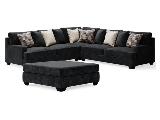Lavernett Charcoal 3-Piece Sectional And Oversized Ottoman
