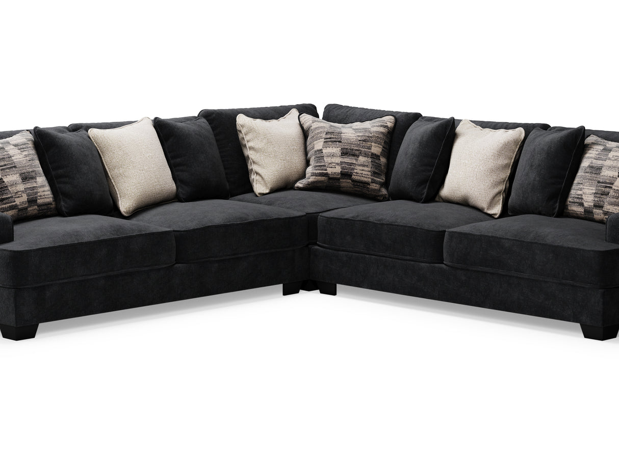 Lavernett Charcoal 3-Piece Sectional And Oversized Ottoman