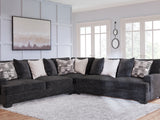 Lavernett Charcoal 3-Piece Sectional And Oversized Ottoman
