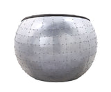 Brancaster Antique Ebony Top Grain Leather & Aluminum Ottoman