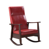 Raina Red Synthetic Leather & Espresso Finish Rocking Chair