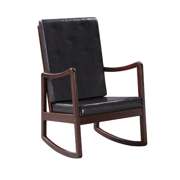 Raina Dark Brown Synthetic Leather & Espresso Finish Rocking Chair