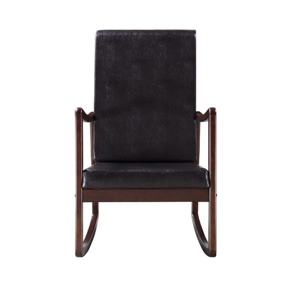 Raina Dark Brown Synthetic Leather & Espresso Finish Rocking Chair