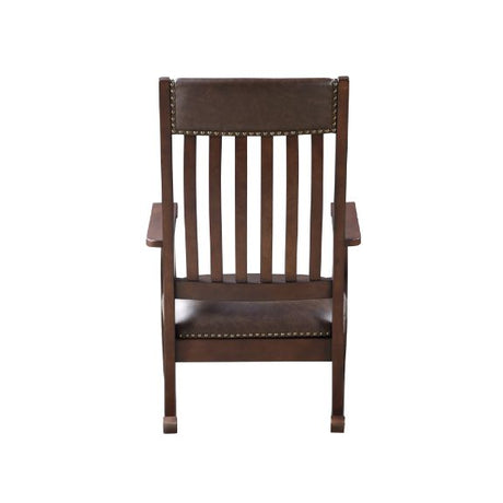 Raina Brown Synthetic Leather & Walnut Finish Rocking Chair
