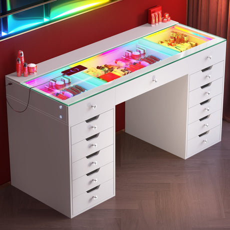 Eva-RGB Vanity Desk Pro - 13 Storage Drawers