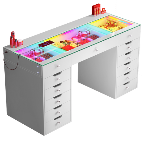 Eva-RGB Vanity Desk Pro - 13 Storage Drawers