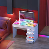 Diana RGB Vanity Desk with Light - 8 Storage Drawers