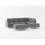 Barrington Exposed Metal Legs With Silver 3-Piece Sectional Right Chaise And Ottoman