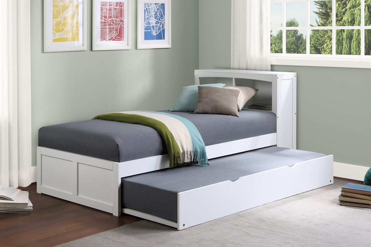 Galen White Twin Bookcase Bed With Trundle