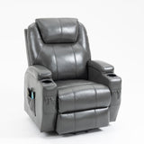 Sanger Upholstered Power Lift Massage Recliner Charcoal Grey