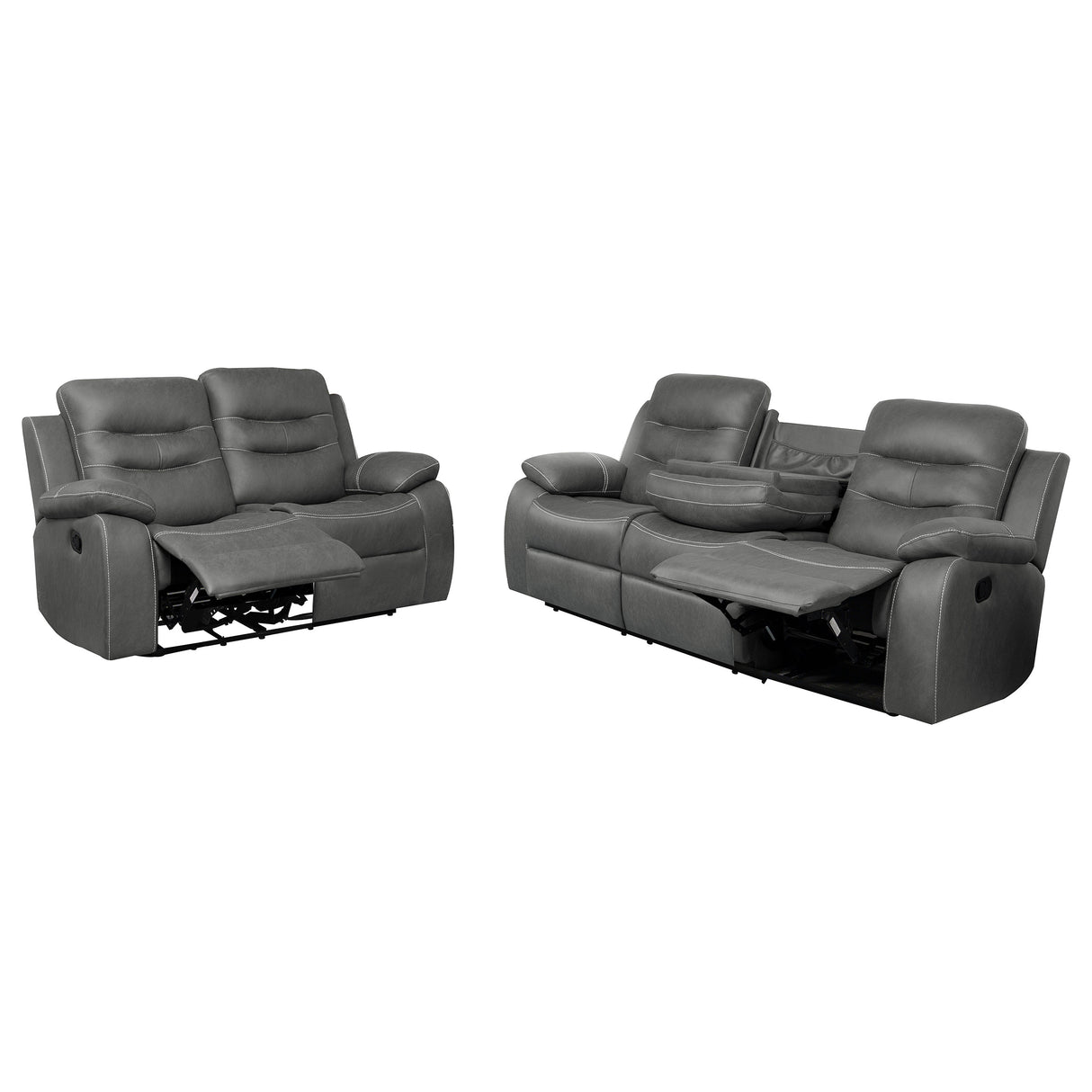 Nova Dark Grey 2-Piece Upholstered Padded Arm Sofa Set