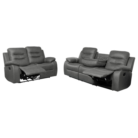 Nova Dark Grey 2-Piece Upholstered Padded Arm Sofa Set