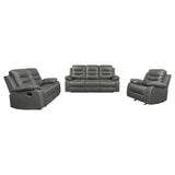 Nova Dark Grey 3-Piece Upholstered Padded Arm Sofa Set