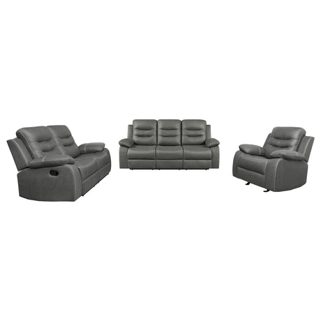 Nova Dark Grey 3-Piece Upholstered Padded Arm Sofa Set