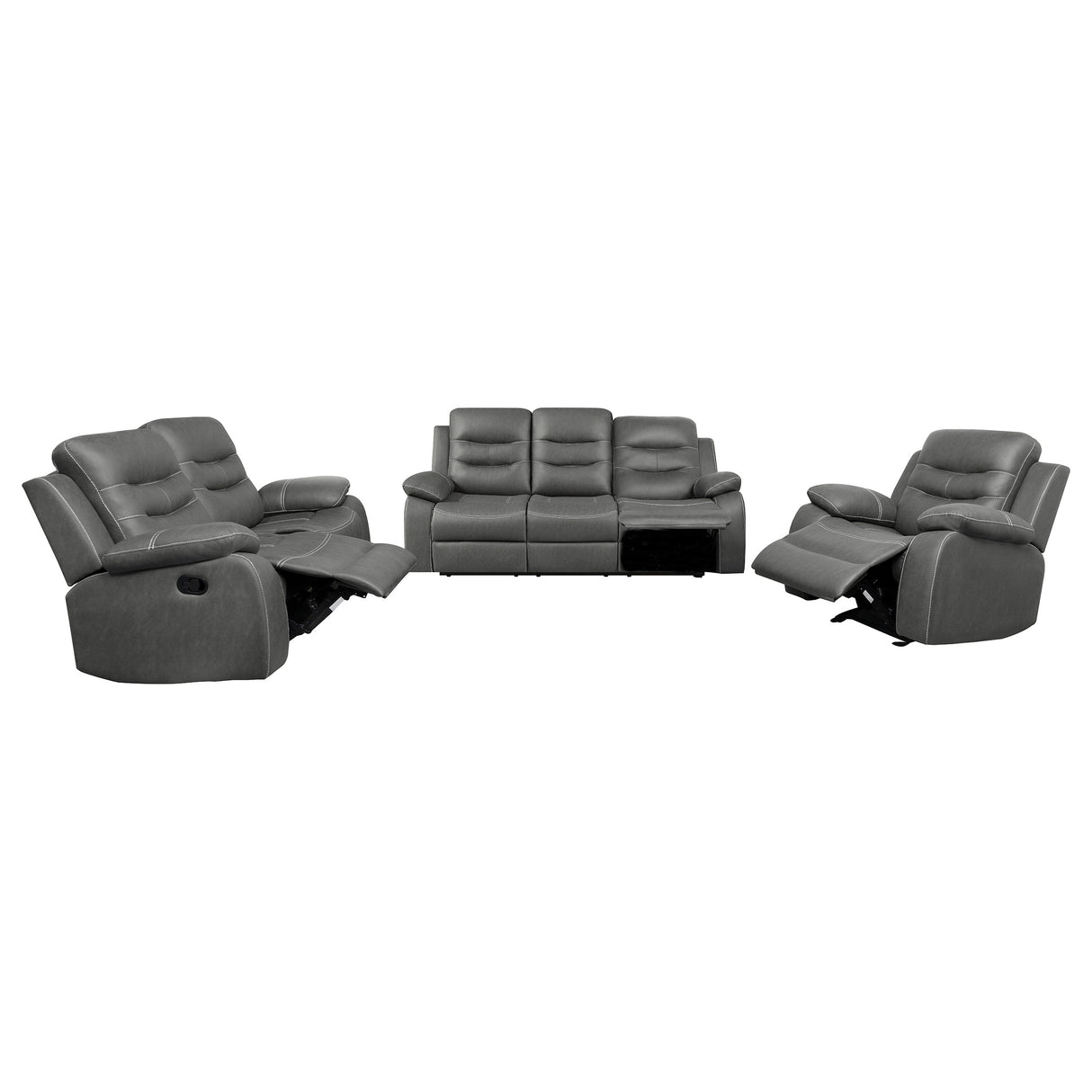 Nova Dark Grey 3-Piece Upholstered Padded Arm Sofa Set