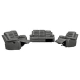 Nova Dark Grey 3-Piece Upholstered Padded Arm Sofa Set