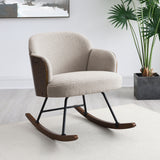 Paige Beige Boucle Upholstered Mid Back Rocking Chair