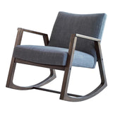 Upholstered Rocking Chair With Wooden Arm Grey And Walnut