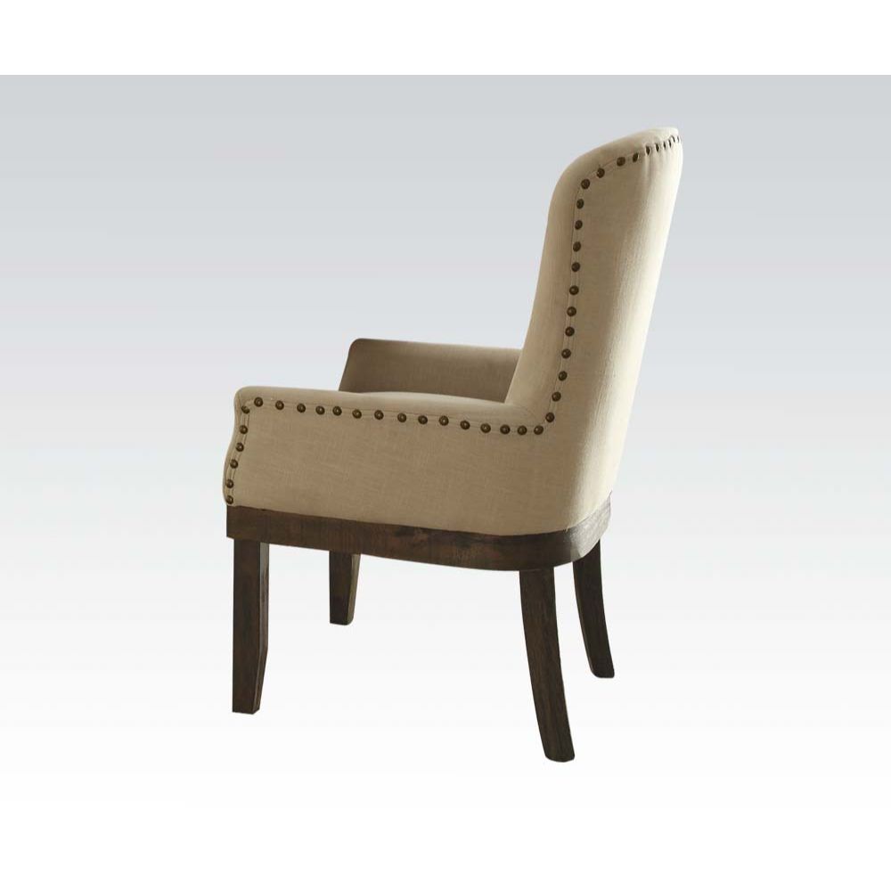 Landon Beige Linen & Salvage Brown Finish Chair