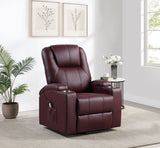 Armstrong Wine Upholstered Power Lift Massage Recliner Red