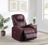 Armstrong Wine Upholstered Power Lift Massage Recliner Red