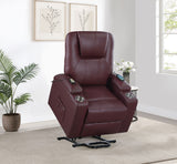Armstrong Wine Upholstered Power Lift Massage Recliner Red
