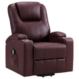 Armstrong Wine Upholstered Power Lift Massage Recliner Red