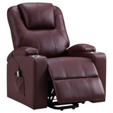 Armstrong Wine Upholstered Power Lift Massage Recliner Red