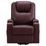 Armstrong Wine Upholstered Power Lift Massage Recliner Red