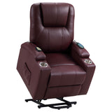 Armstrong Wine Upholstered Power Lift Massage Recliner Red