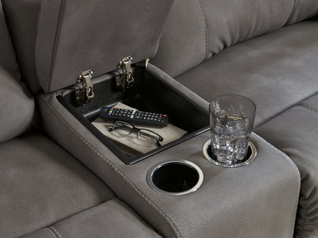 Next-Gen Durapella Slate 3-Piece Power Reclining Sectional Loveseat With Console