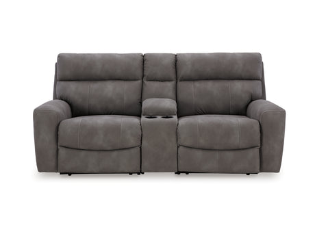 Next-Gen Durapella Slate 3-Piece Power Reclining Sectional Loveseat With Console