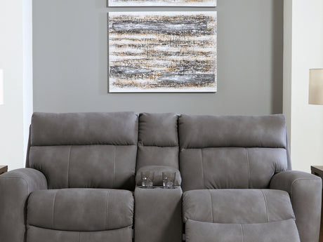 Next-Gen Durapella Slate 3-Piece Power Reclining Sectional Loveseat With Console