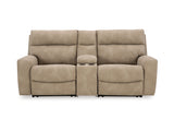 Next-Gen Durapella Sand 3-Piece Power Reclining Sectional Loveseat With Console